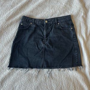 Topshop Moto Black High-Rise Distressed Denim Skirt, Size 8
